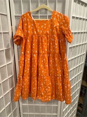 The Yellow Lamb Girls Game Day Orange & White Dress